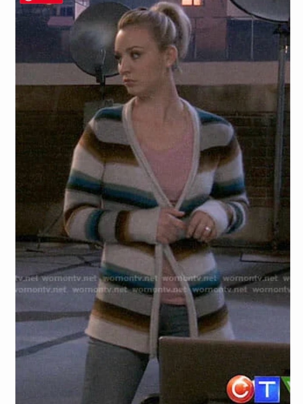 Vince 100% Cashmere Striped Cardigan Sweater M As Seen On Big Bang Theory Penny - Picture 15 of 16